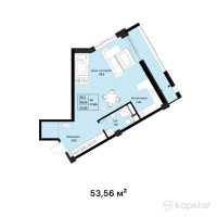 ЖК Мирадж — 1-ком 53,6 м² (от 21 424 000 тг)