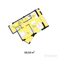 ЖК Мирадж — 2-ком 68,1 м² (от 27 236 000 тг)