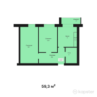 ЖК Alatau Park — 2-ком 59,3 м² (от 23 720 000 тг)