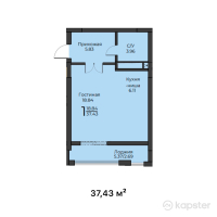 ЖК Diana — 1-ком 37,4 м² (от 10 667 700 тг)