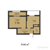 ЖК Diana — 1-ком 37,6 м² (от 10 721 700 тг)