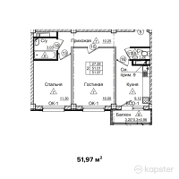 ЖК Jana Arbat — 2-ком 52 м² (от 23 386 500 тг)