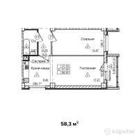 ЖК Jana Arbat — 2-ком 58,3 м² (от 26 235 000 тг)