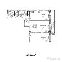 ЖК Jana Arbat — 2-ком 63,5 м² (от 28 557 000 тг)