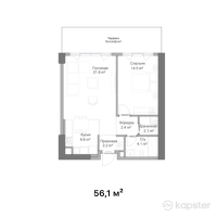 ЖК RAMS Signature — 2-ком 56,1 м² (от 61 710 000 тг)