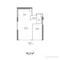 ЖК RAMS Signature — 2-ком 70,3 м² (от 77 330 000 тг)