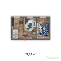 ЖК Fatima — 2-ком 79,4 м² (от 18 250 500 тг)