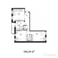 ЖК Hayat — 3-ком 105,3 м² (от 68 471 000 тг)