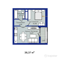 ЖК Turan Palace — 1-ком 36,4 м² (от 15 275 400 тг)
