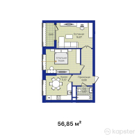 ЖК Turan Palace — 2-ком 56,9 м² (от 23 877 000 тг)