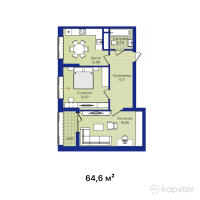 ЖК Turan Palace — 2-ком 64,6 м² (от 27 132 000 тг)