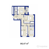 ЖК Turan Palace — 3-ком 80,5 м² (от 33 797 400 тг)