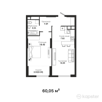 ЖК Dara Residence — 2-ком 60,1 м² (от 54 345 250 тг)