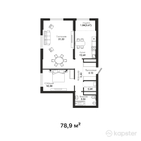 ЖК Dara Residence — 2-ком 78,9 м² (от 71 404 500 тг)