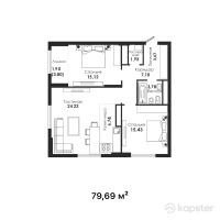 ЖК Dara Residence — 2-ком 79,7 м² (от 72 119 450 тг)