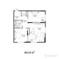 ЖК Dara Residence — 2-ком 80,2 м² (от 72 608 150 тг)