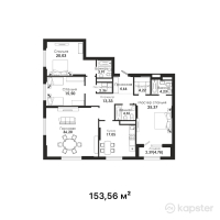 ЖК Dara Residence — 4-ком 153,6 м² (от 138 980 850 тг)