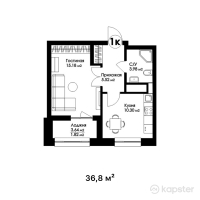 ЖК Sardar City — 1-ком 36,8 м² (от 15 824 000 тг)