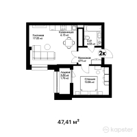 ЖК Sardar City — 2-ком 47,4 м² (от 20 386 300 тг)