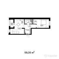 ЖК Sardar City — 2-ком 59,4 м² (от 25 520 500 тг)