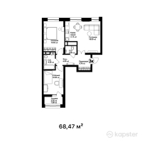 ЖК Sardar City — 3-ком 68,5 м² (от 29 442 100 тг)