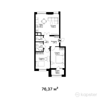 ЖК Sardar City — 3-ком 76,4 м² (от 32 839 100 тг)
