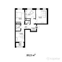 ЖК Sardar City — 3-ком 80,5 м² (от 34 615 000 тг)