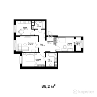 ЖК Sardar City — 3-ком 88,2 м² (от 37 926 000 тг)