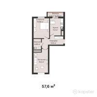 ЖК Satti City 2 — 2-ком 57,6 м² (от 21 312 000 тг)