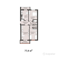ЖК Satti City 2 — 3-ком 77,4 м² (от 28 638 000 тг)