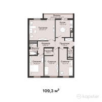 ЖК Satti City 2 — 4-ком 109,3 м² (от 40 441 000 тг)