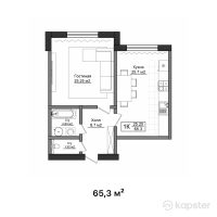 ЖК Asyl Park — 1-ком 65,3 м² (от 24 814 000 тг)