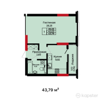 ЖК BUQAR JYRAU EXCLUSIVE — 1-ком 44,1 м² (от 25 699 804 тг)