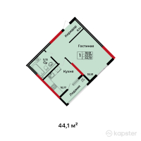 ЖК BUQAR JYRAU EXCLUSIVE — 2-ком 44,6 м² (от 25 991 185 тг)