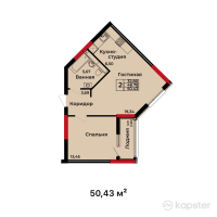 ЖК BUQAR JYRAU EXCLUSIVE — 2-ком 50,4 м² (от 29 388 688 тг)