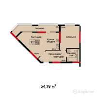 ЖК BUQAR JYRAU EXCLUSIVE — 3-ком 54,2 м² (от 31 579 873 тг)
