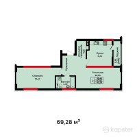 ЖК BUQAR JYRAU EXCLUSIVE — 2-ком 69,3 м² (от 40 373 751 тг)