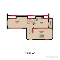 ЖК BUQAR JYRAU EXCLUSIVE — 2-ком 77,6 м² (от 45 204 848 тг)