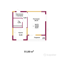 ЖК Altyn Saulet — 1-ком 51,9 м² (от 17 279 370 тг)