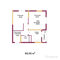 ЖК Altyn Saulet — 2-ком 68,1 м² (от 22 663 980 тг)
