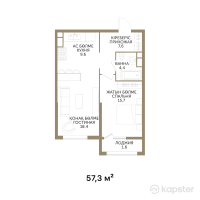 ЖК ESTET — 2-ком 57,3 м² (от 57 586 500 тг)