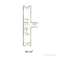 ЖК ESTET — 2-ком 61,1 м² (от 61 405 500 тг)