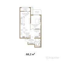 ЖК ESTET — 2-ком 66,2 м² (от 66 531 000 тг)