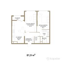 ЖК ESTET — 2-ком 81,9 м² (от 80 262 000 тг)
