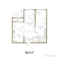 ЖК ESTET — 2-ком 90,2 м² (от 88 396 000 тг)
