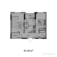 ЖК Aristocrat — 2-ком 61,8 м² (от 23 476 400 тг)
