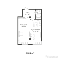 ЖК QADAM — 1-ком 45,5 м² (null)