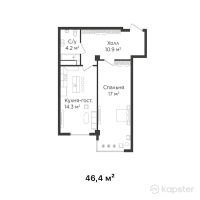 ЖК QADAM — 1-ком 46,4 м² (null)