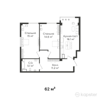 ЖК QADAM — 2-ком 62 м² (null)