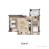 ЖК Jana Omir — 2-ком 57,9 м² (от 20 844 000 тг)